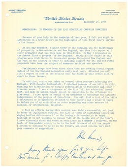 1950s John. F. Kennedy Senatorial Campaign Committee Memorandum and Unused Stationery Pair